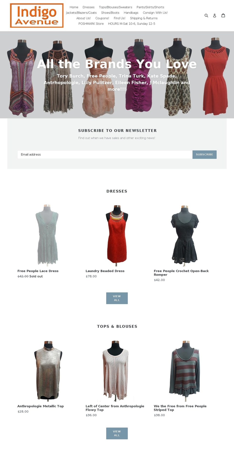 indigoavenue.com — Shopify storefront screenshot