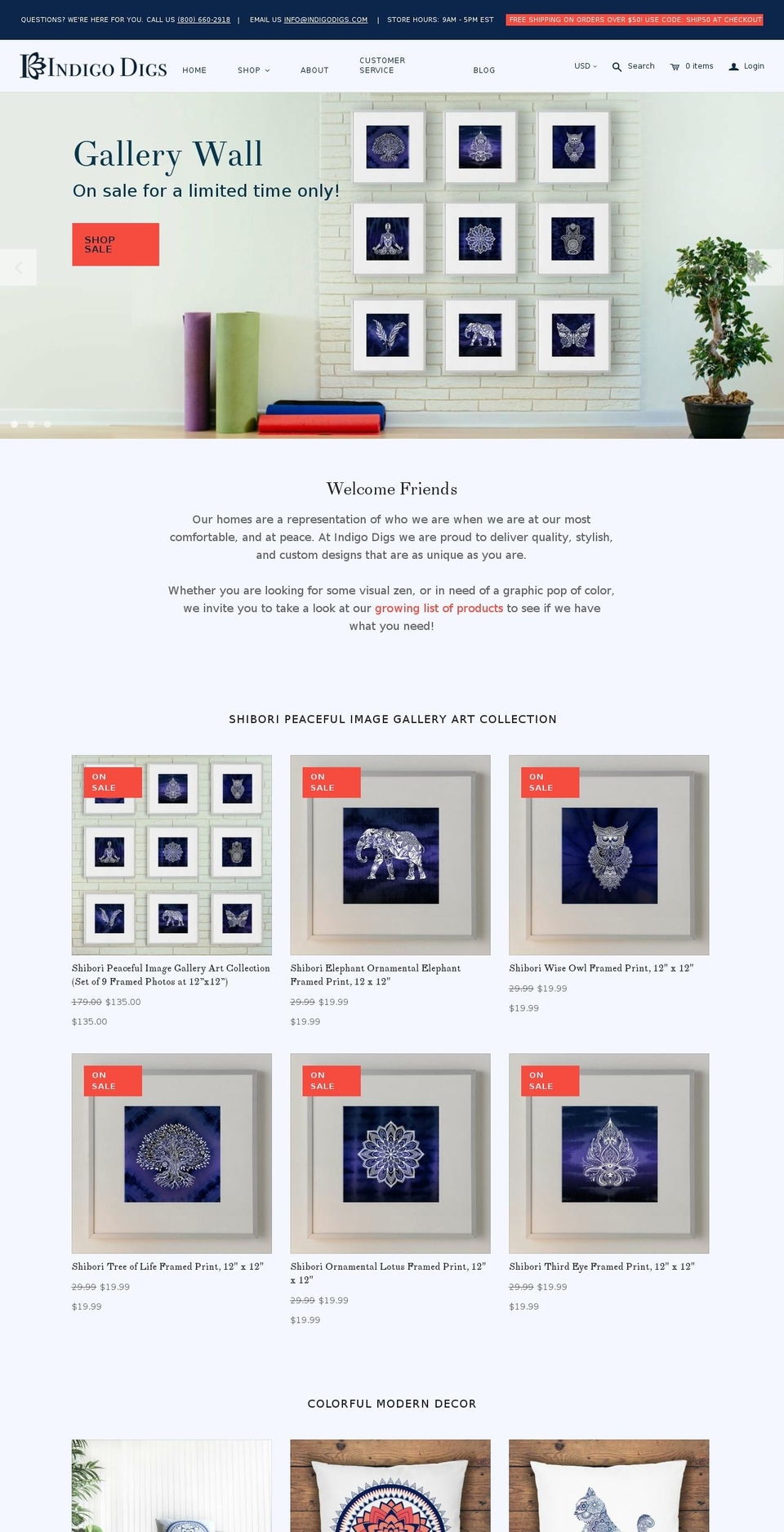 indigodigs.com — Shopify storefront screenshot