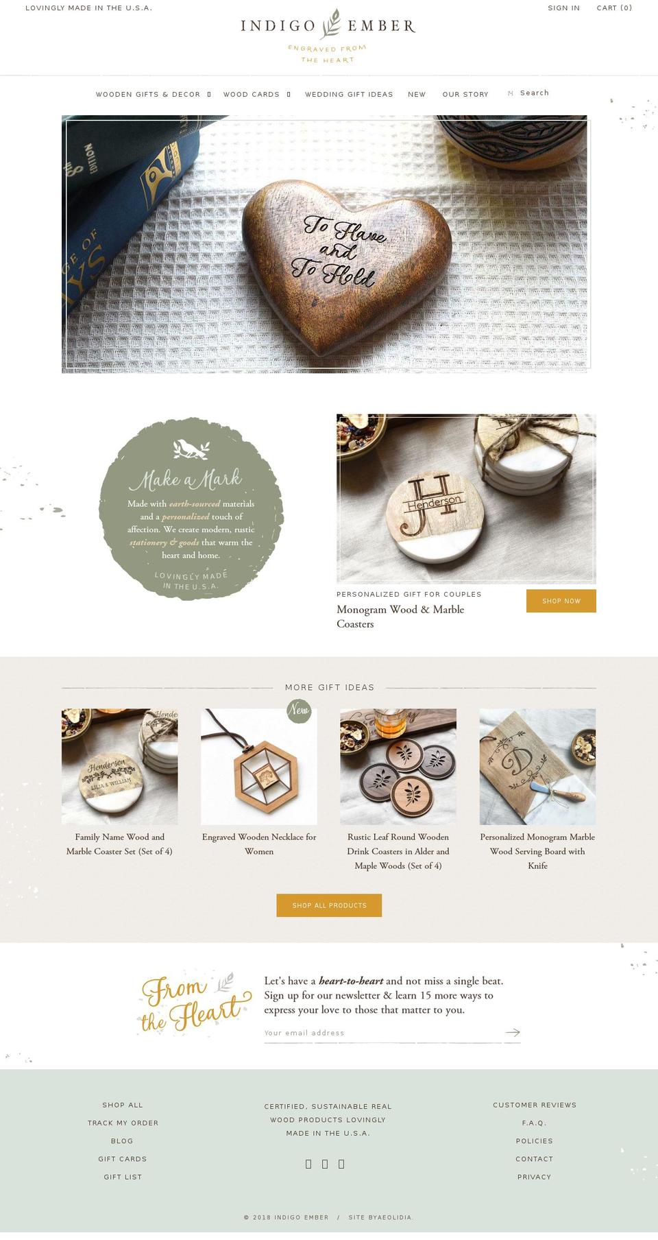 Indigo Ember - Handmade Shopify theme site example indigoember.com