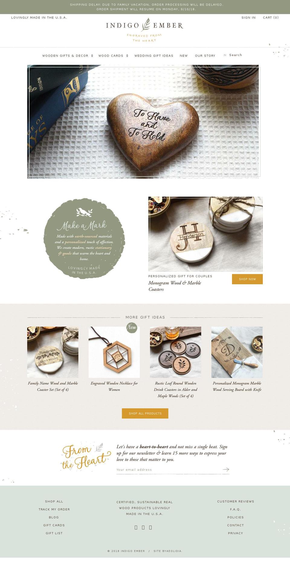 Indigo Ember - Handmade Shopify theme site example indigoember.info