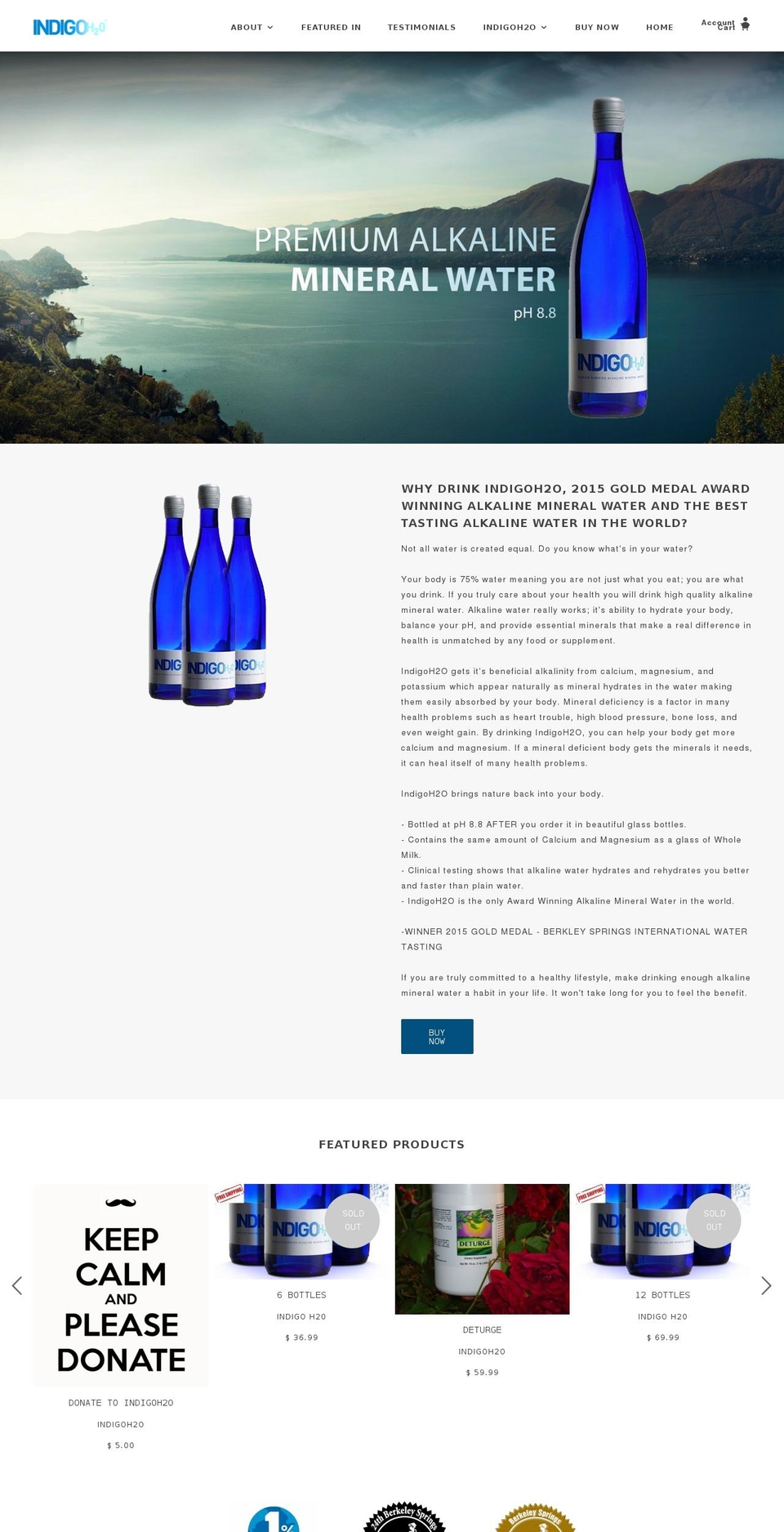 indigoh2o.com shopify website screenshot