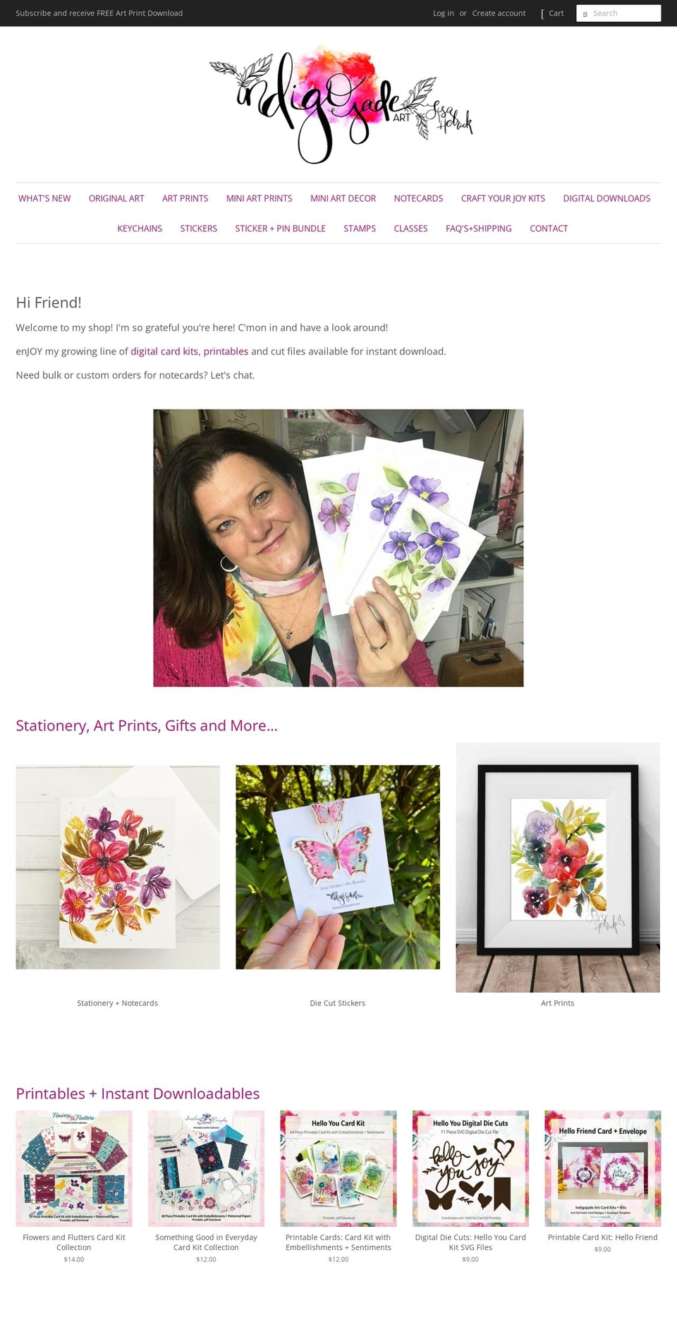 indigojadeartshop.com — Shopify storefront screenshot
