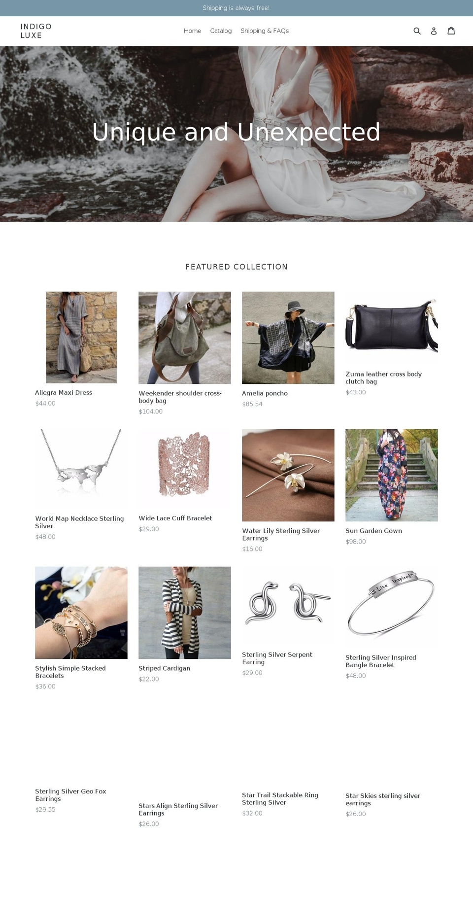 indigoluxe.com — Shopify storefront screenshot