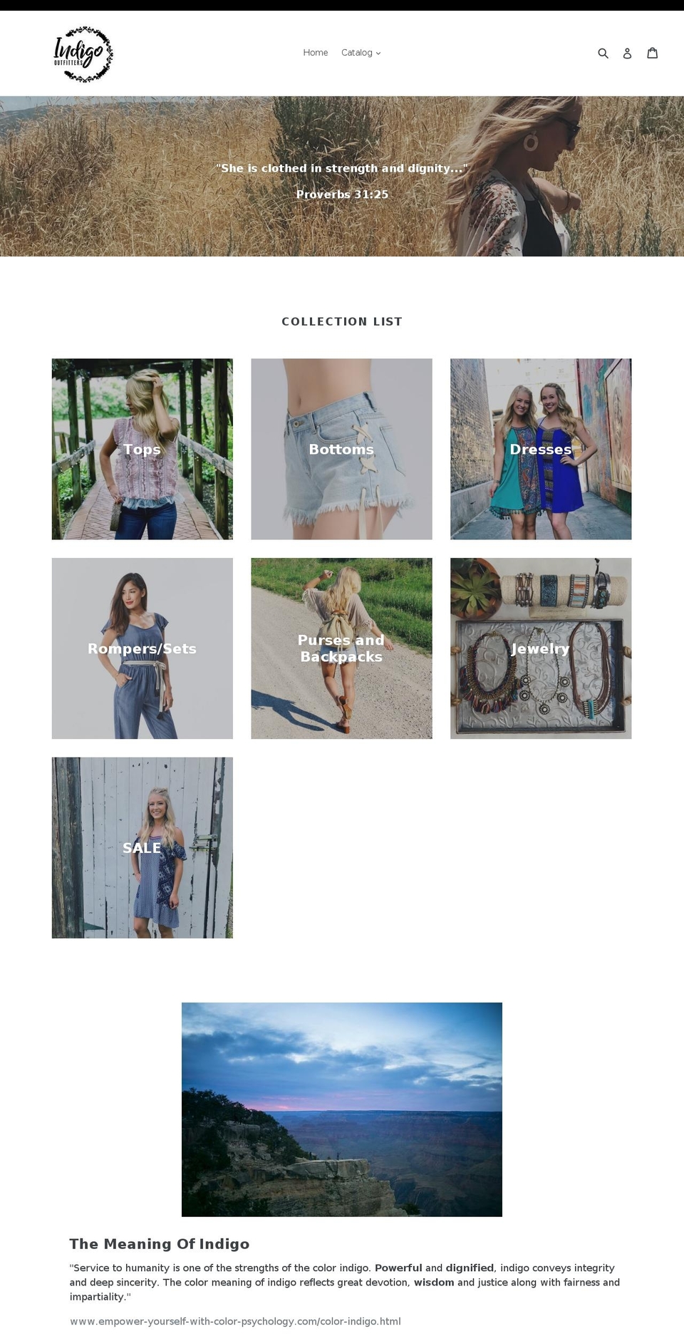 indigooutfitters.com — Shopify storefront screenshot