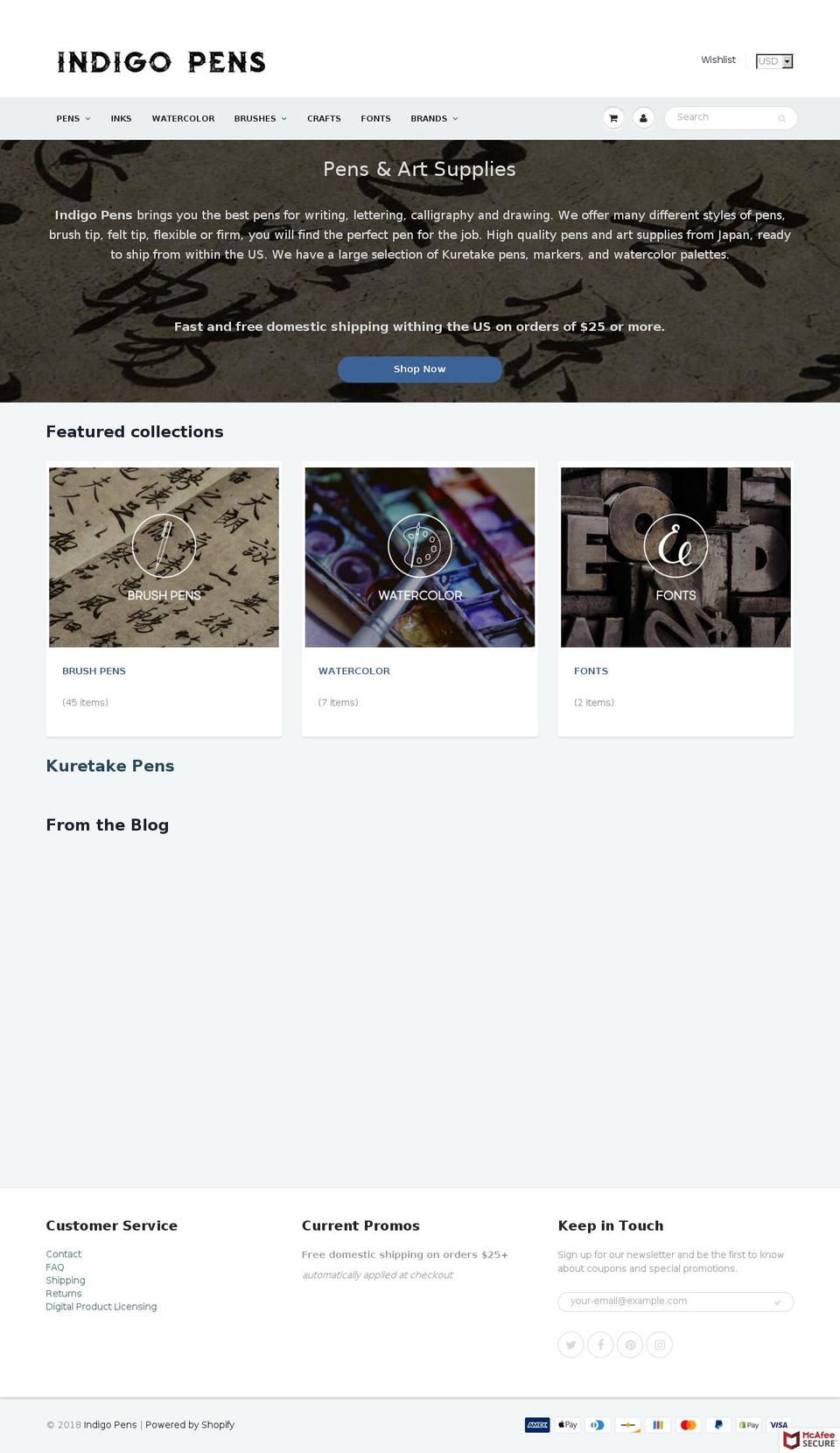indigopens.com — Shopify storefront screenshot