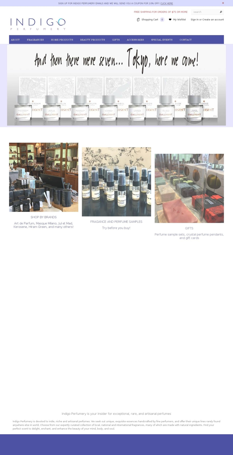 indigoperfumery.net shopify website screenshot