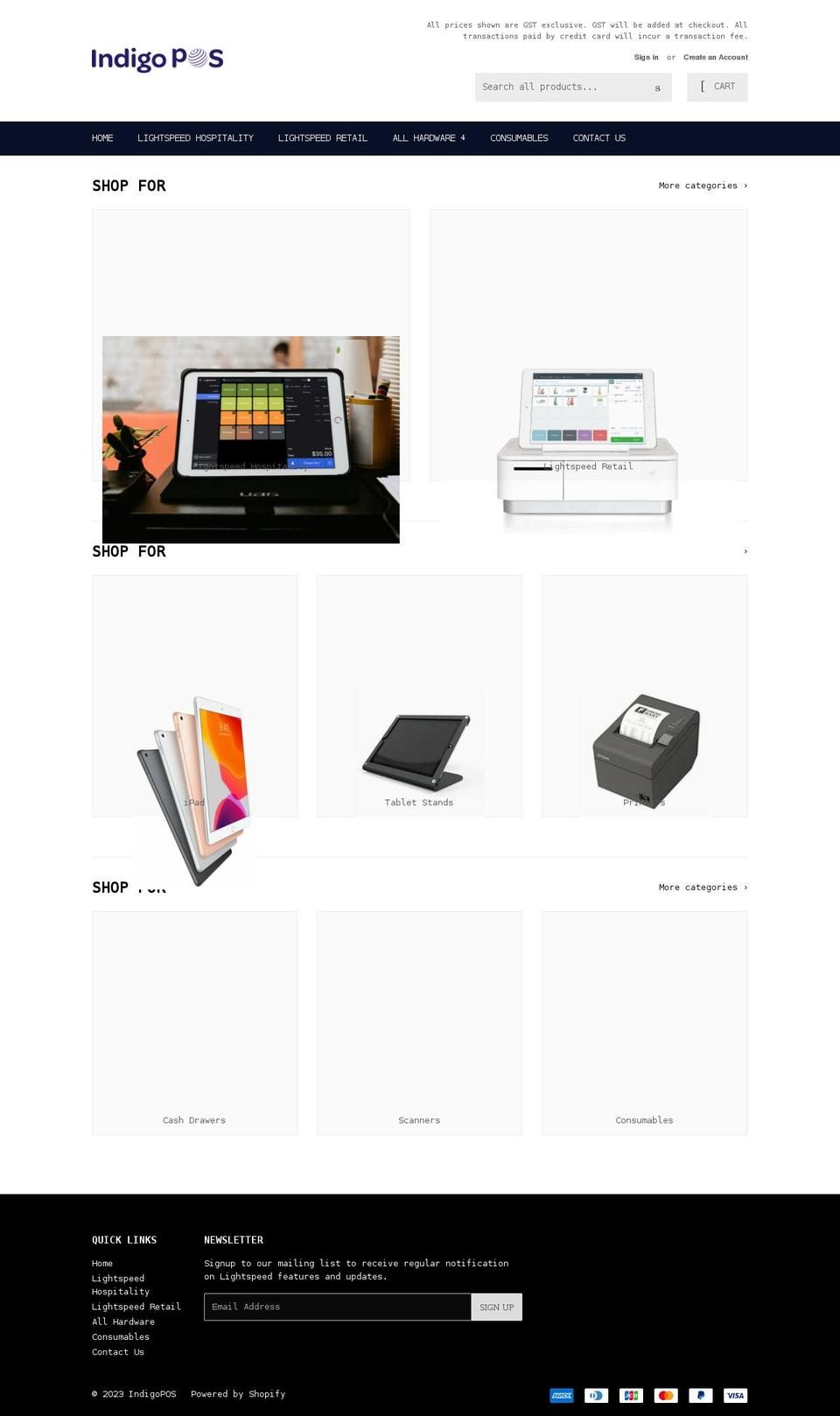 indigopos.co.nz shopify website screenshot