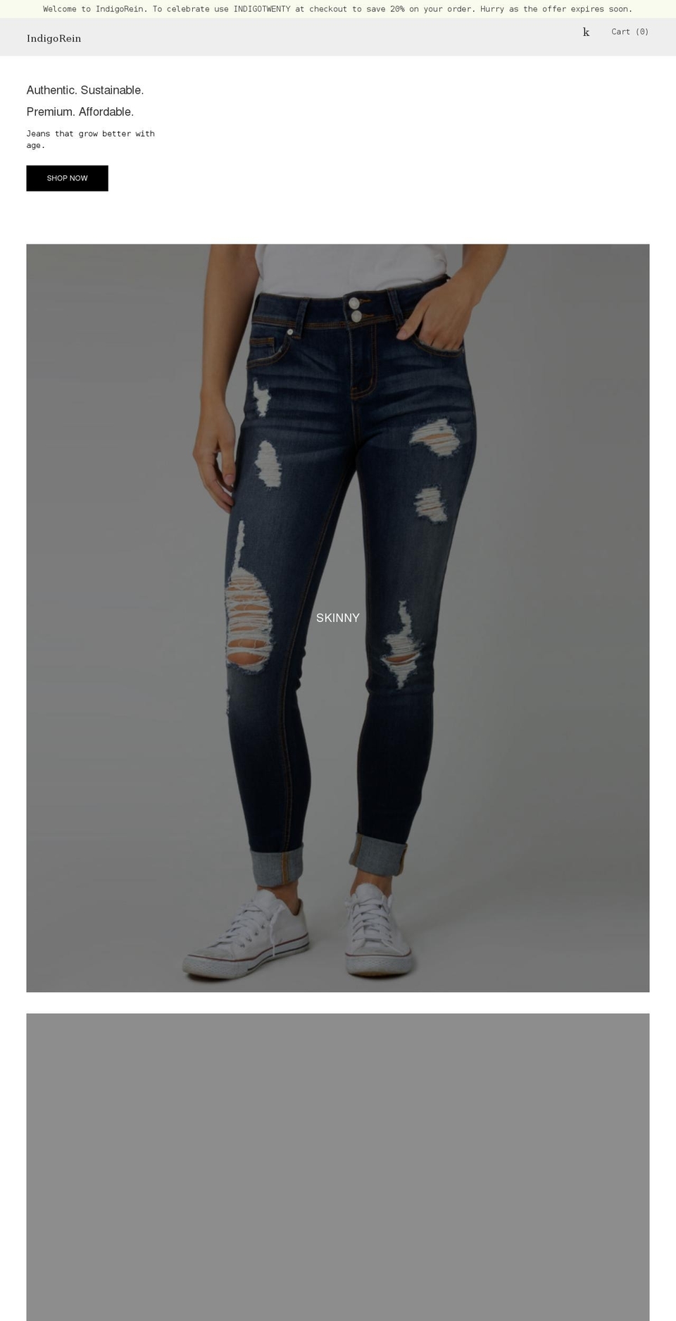 indigorein.com shopify website screenshot