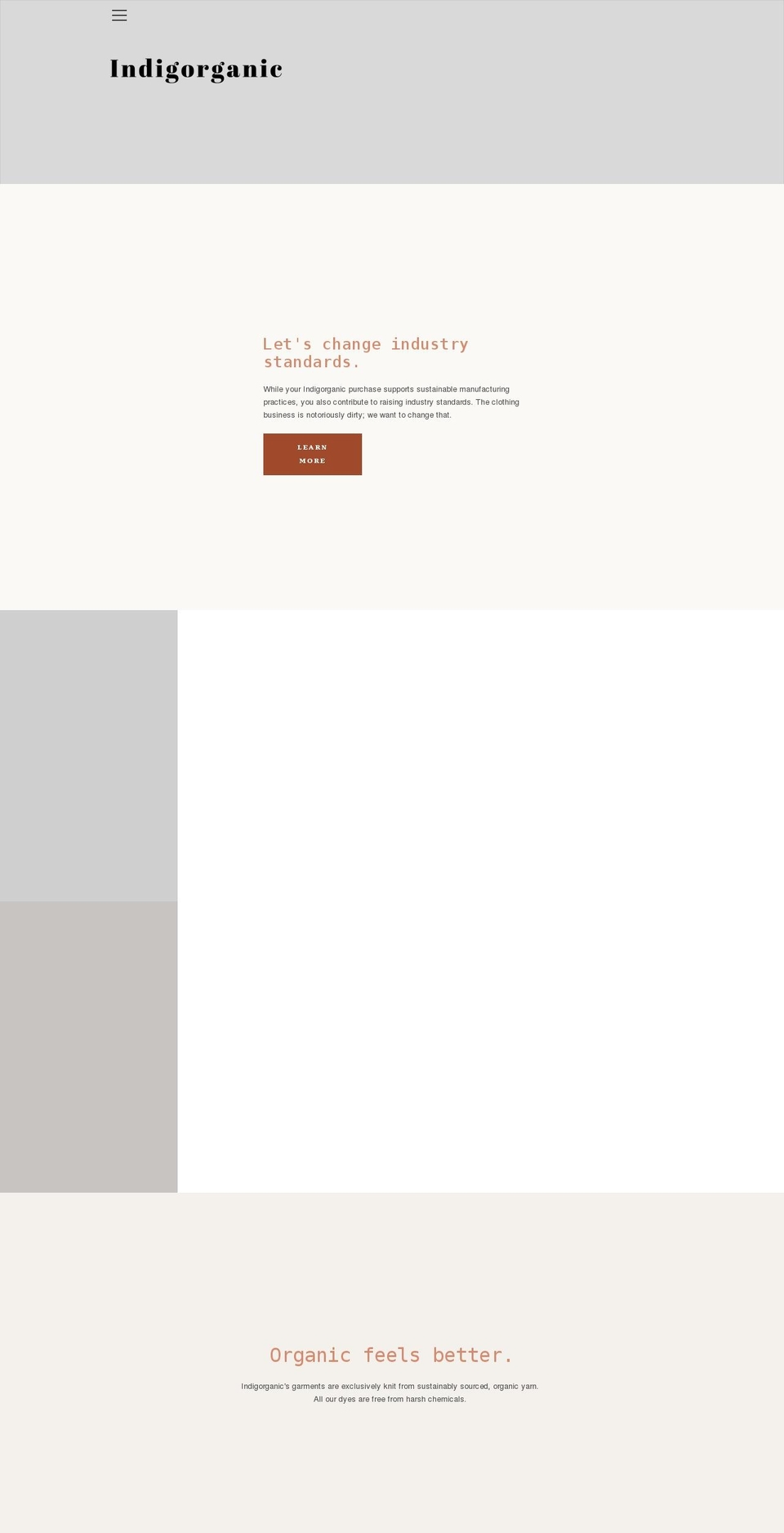 indigorganic.com shopify website screenshot