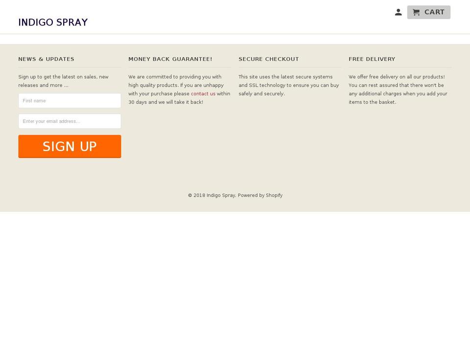 indigospray.com — Shopify storefront screenshot
