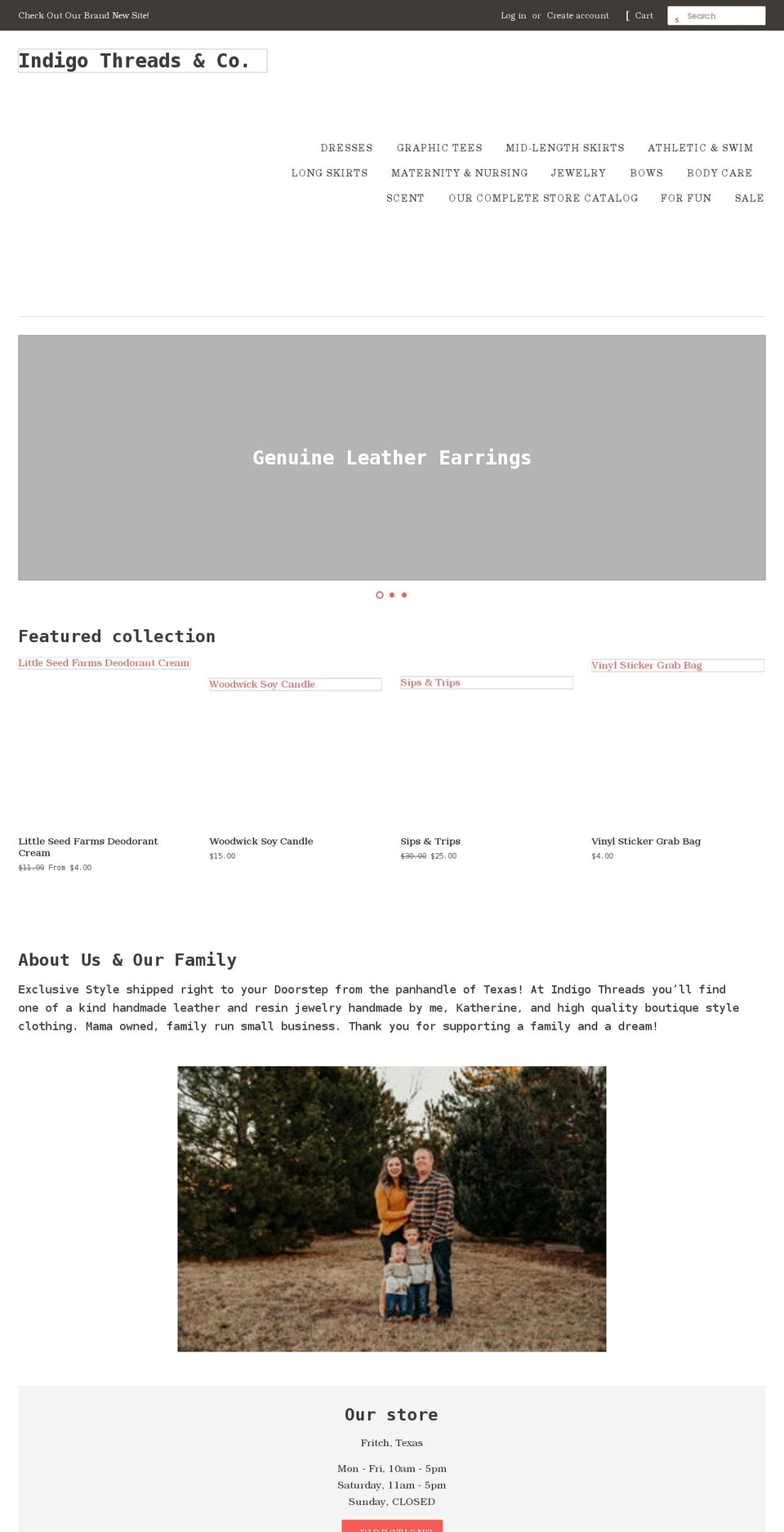 indigothreadsco.com shopify website screenshot
