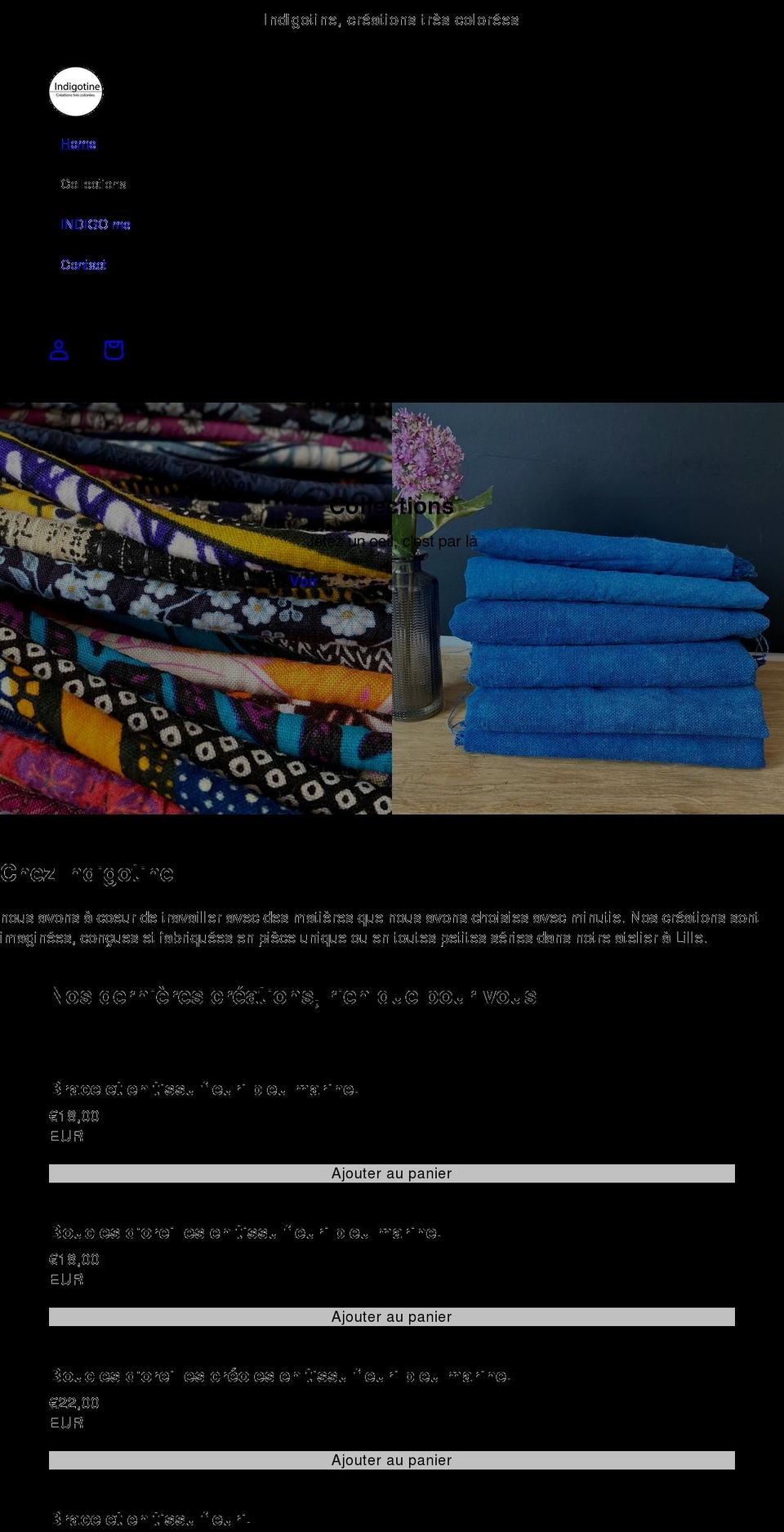 indigotine.com shopify website screenshot