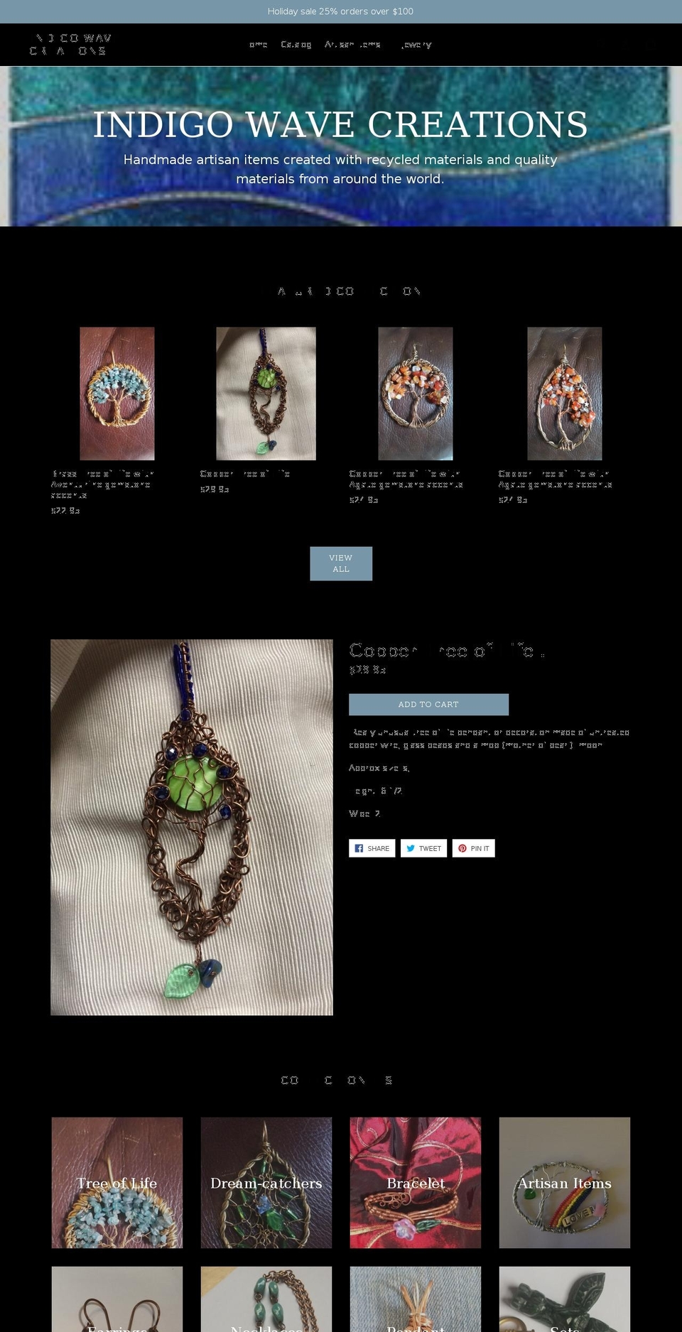 indigowavecreations.com — Shopify storefront screenshot