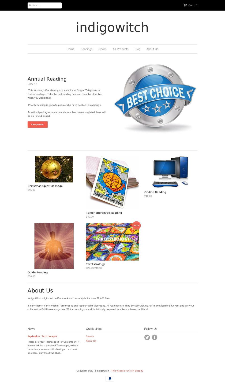 indigowitch.com shopify website screenshot