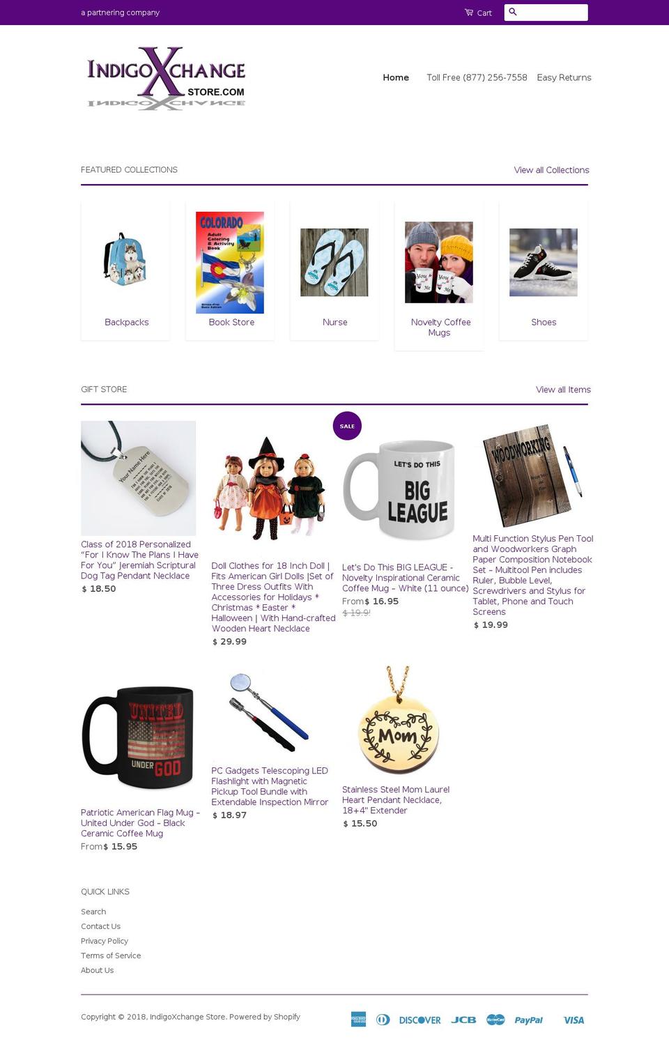 indigoxchangestore.com — Shopify storefront screenshot