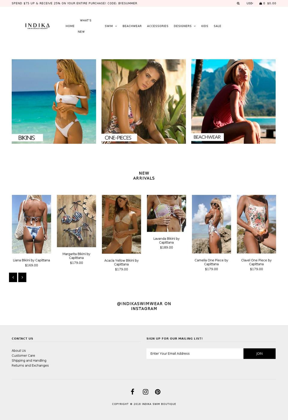 indikaswimwear.com shopify website screenshot