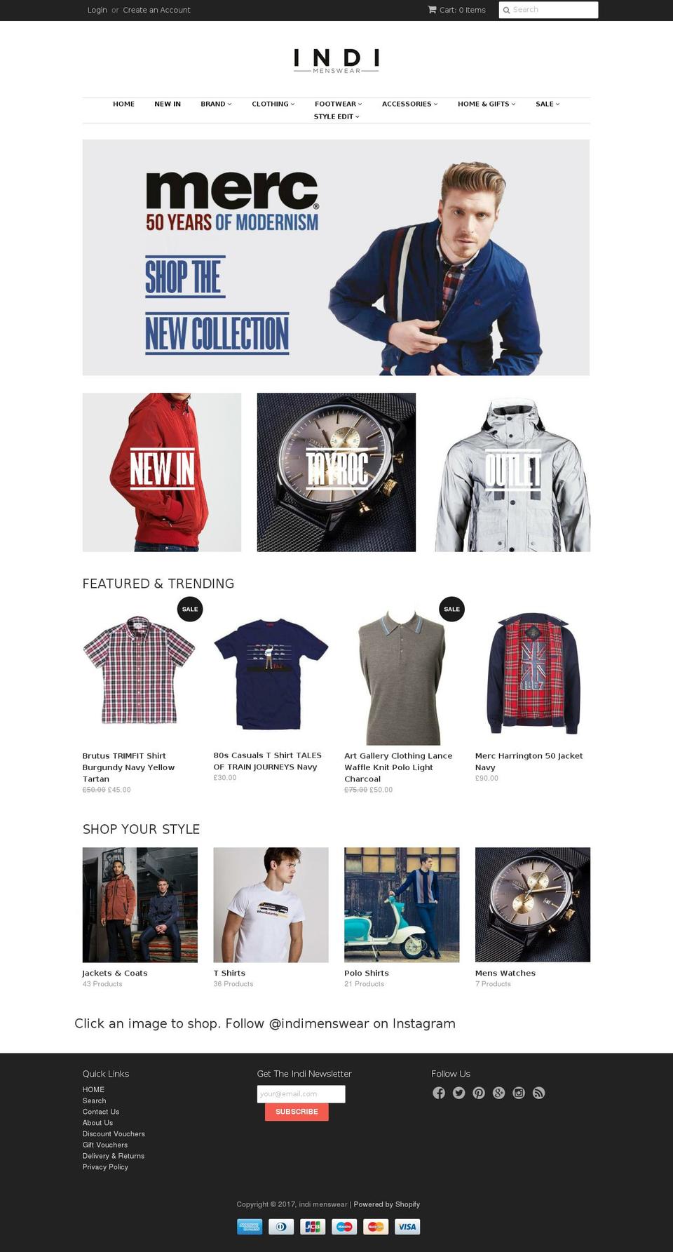 indimenswear.co.uk shopify website screenshot