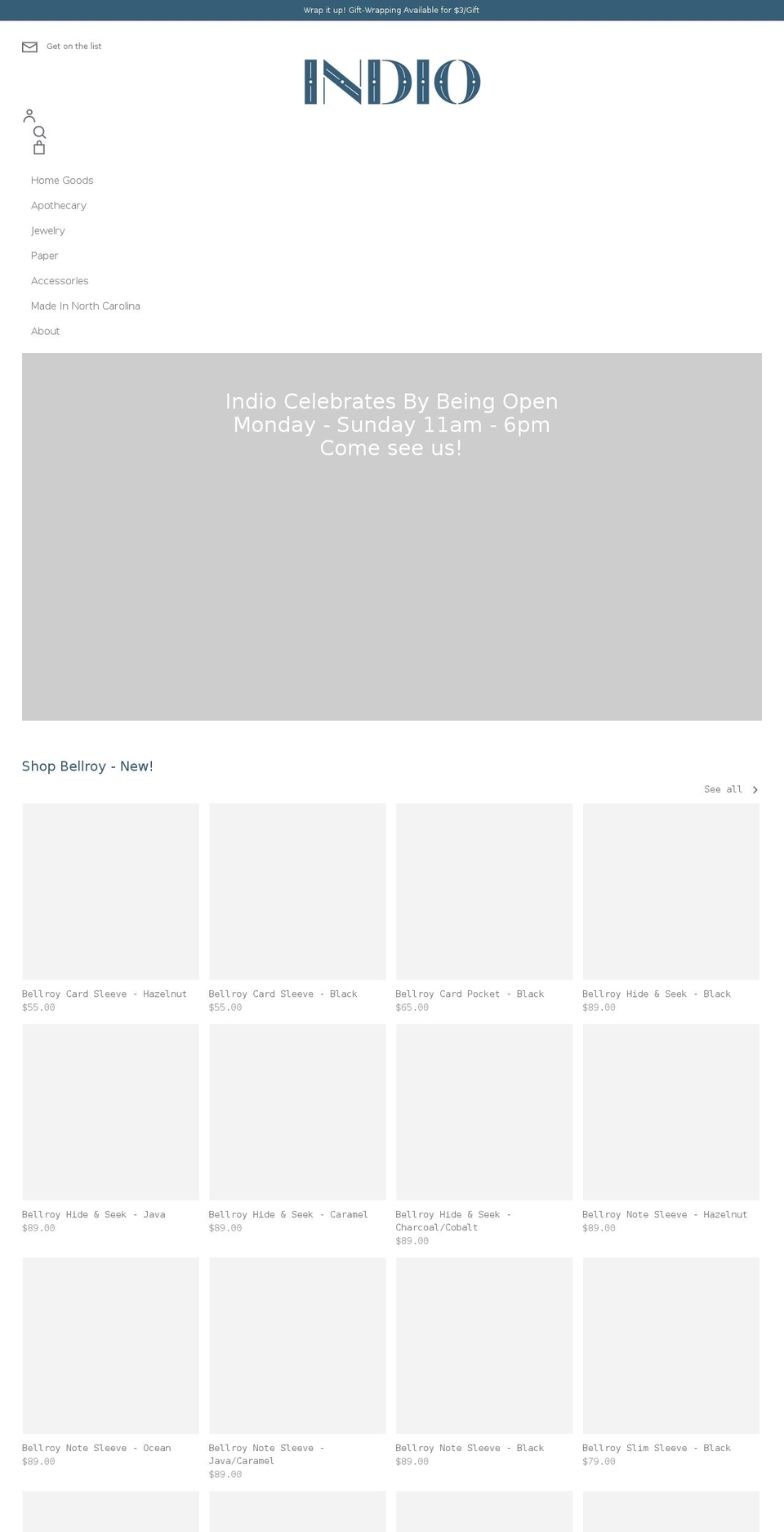 indiodurham.com shopify website screenshot