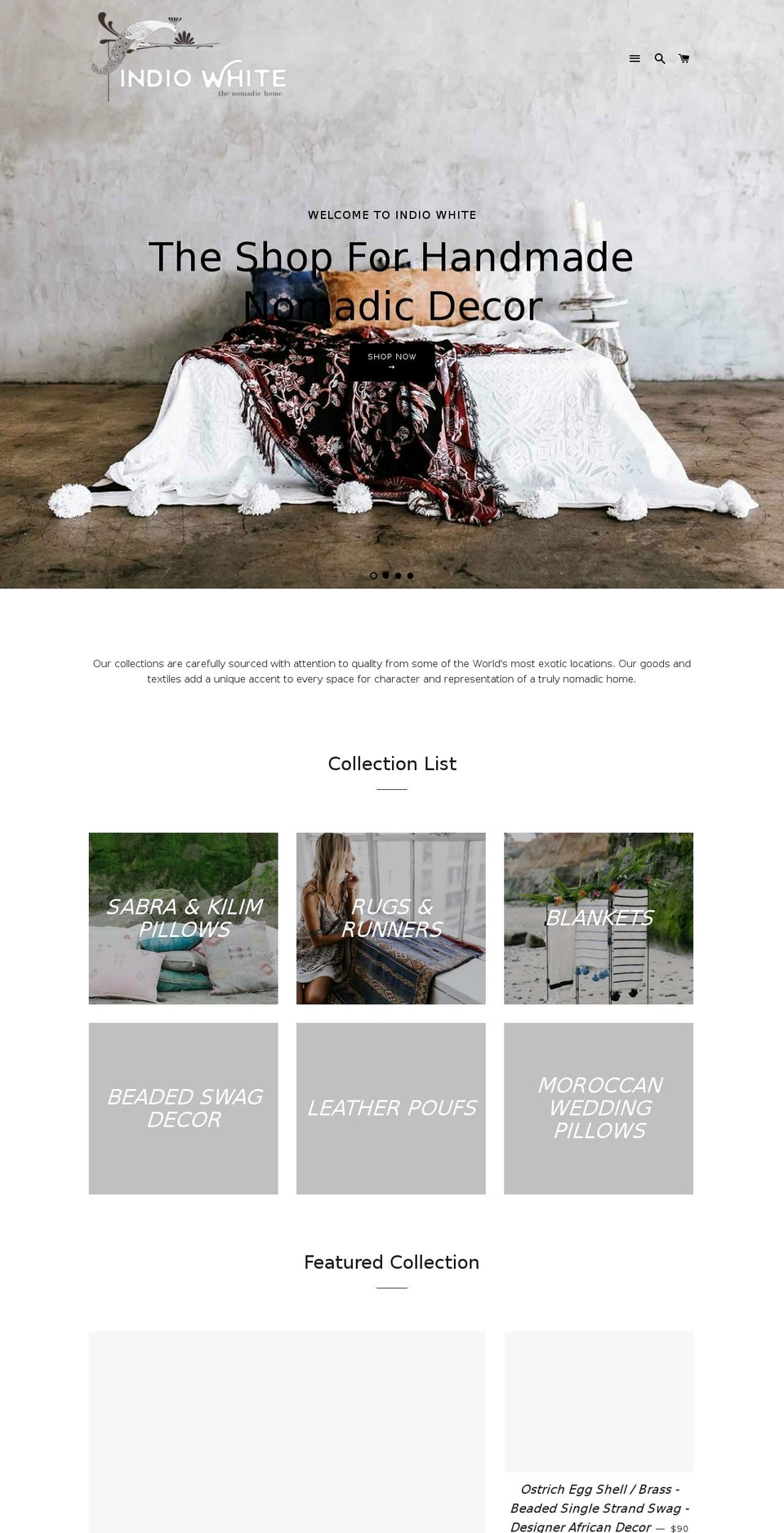 indiowhite.com — Shopify storefront screenshot