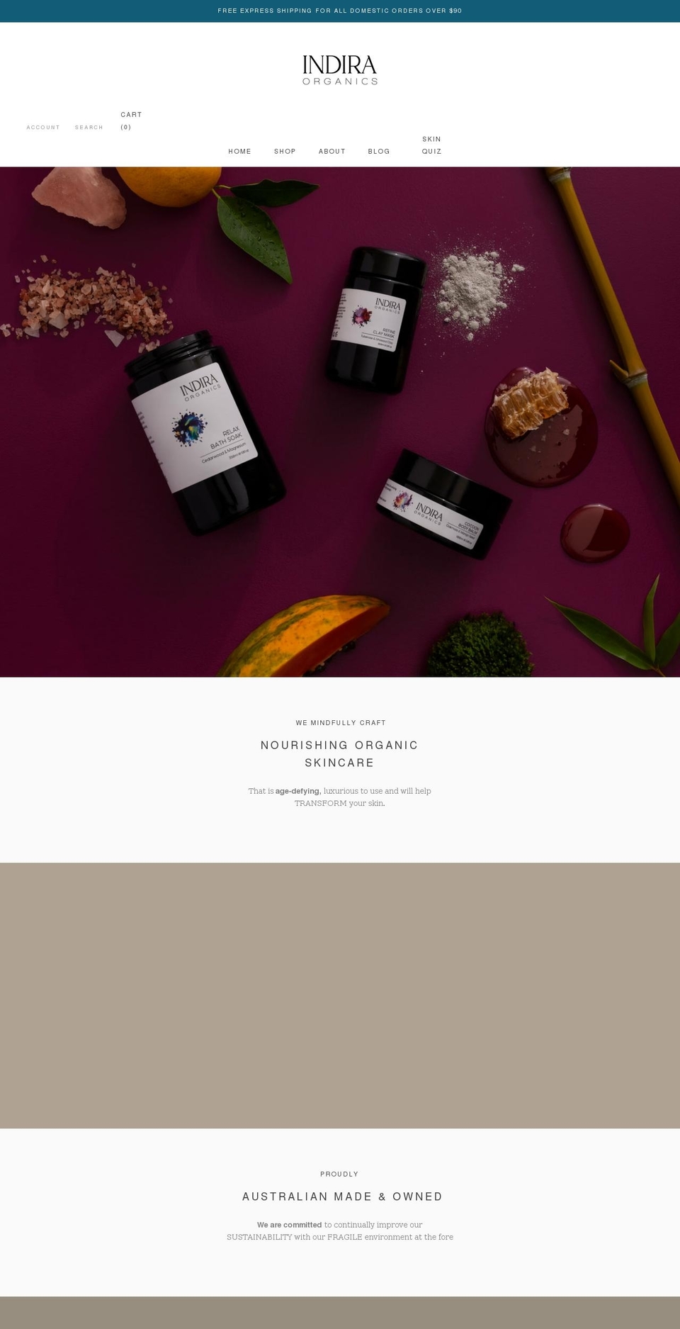 indiraorganics.com.au shopify website screenshot