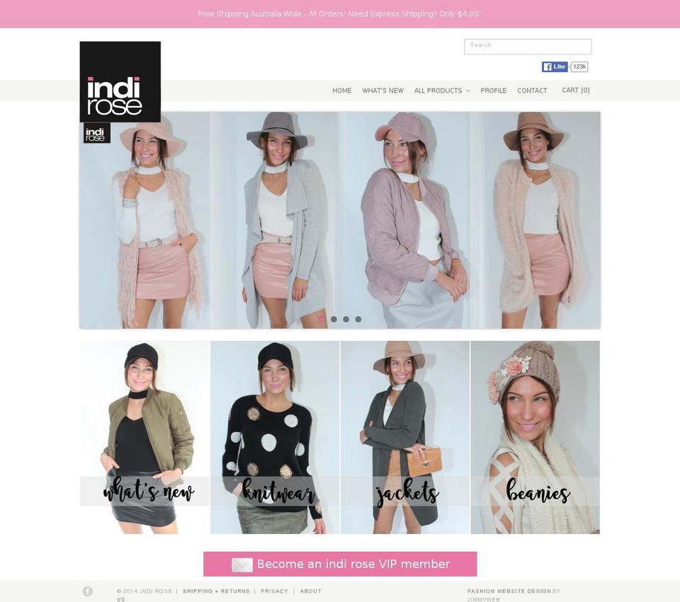 indirosefashion.com.au shopify website screenshot