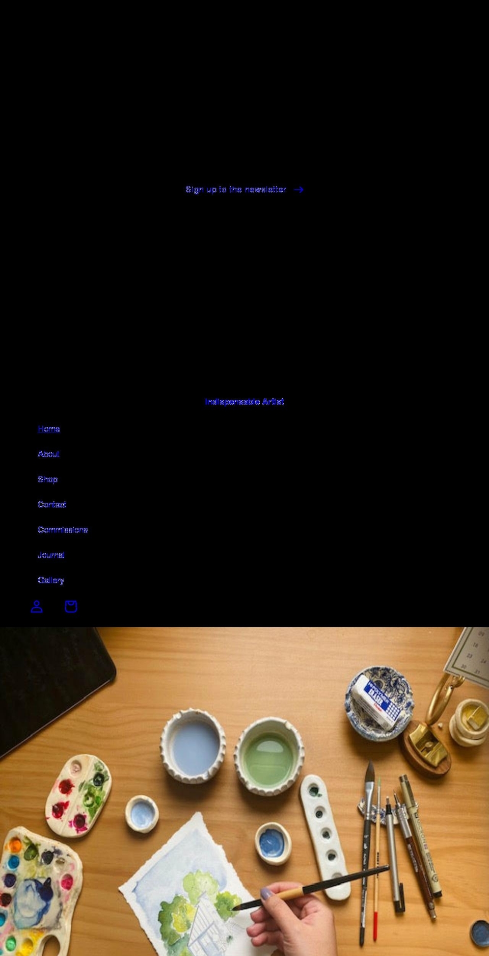indispensableartist.com shopify website screenshot