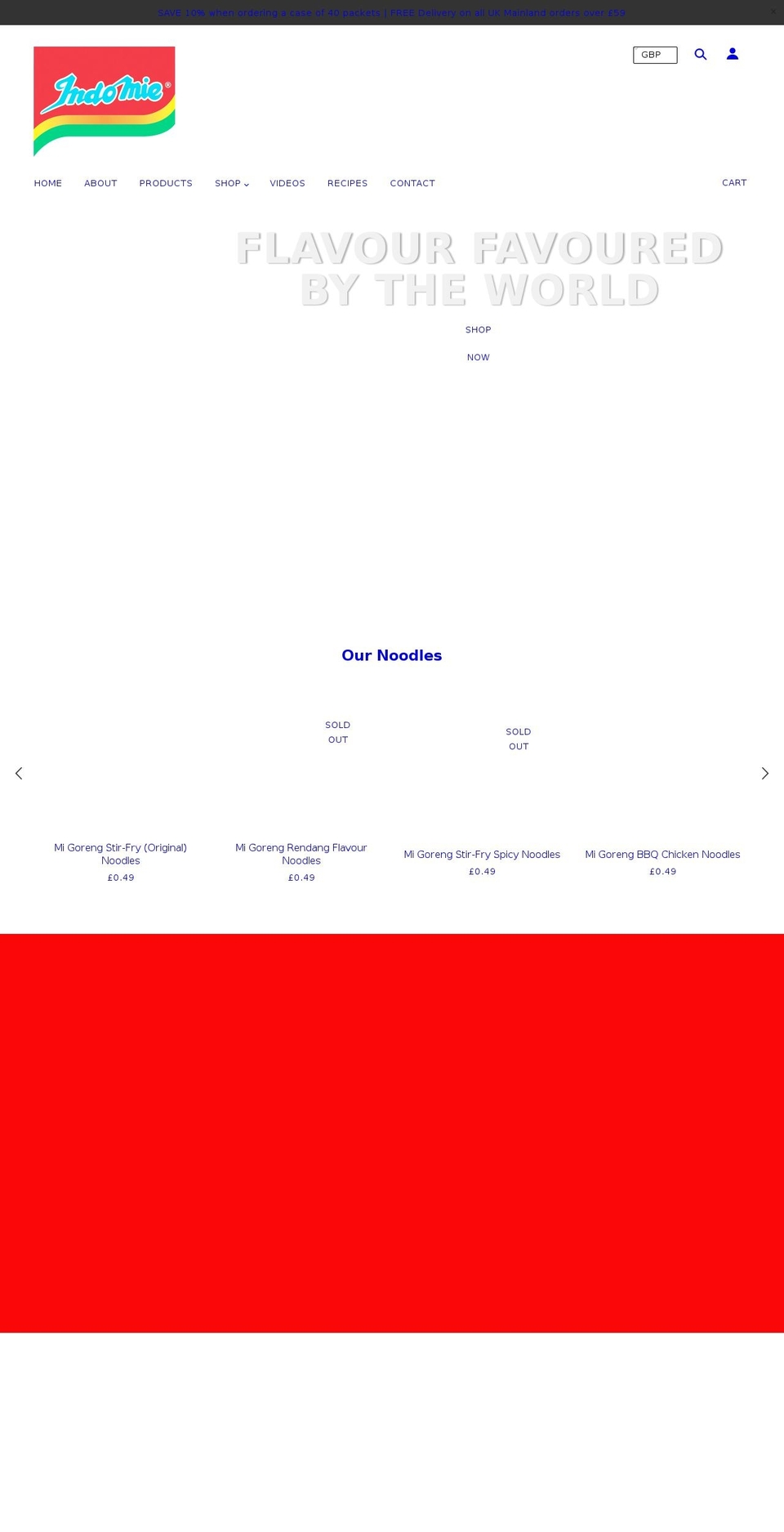 indomiedirect.co.uk shopify website screenshot