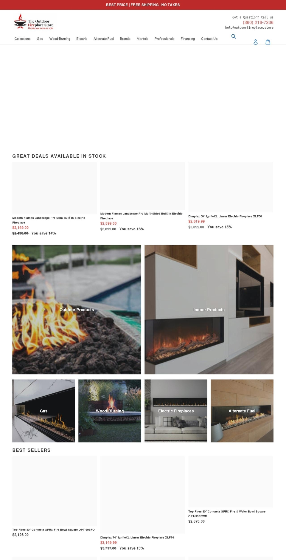 indoorfireplace.store shopify website screenshot