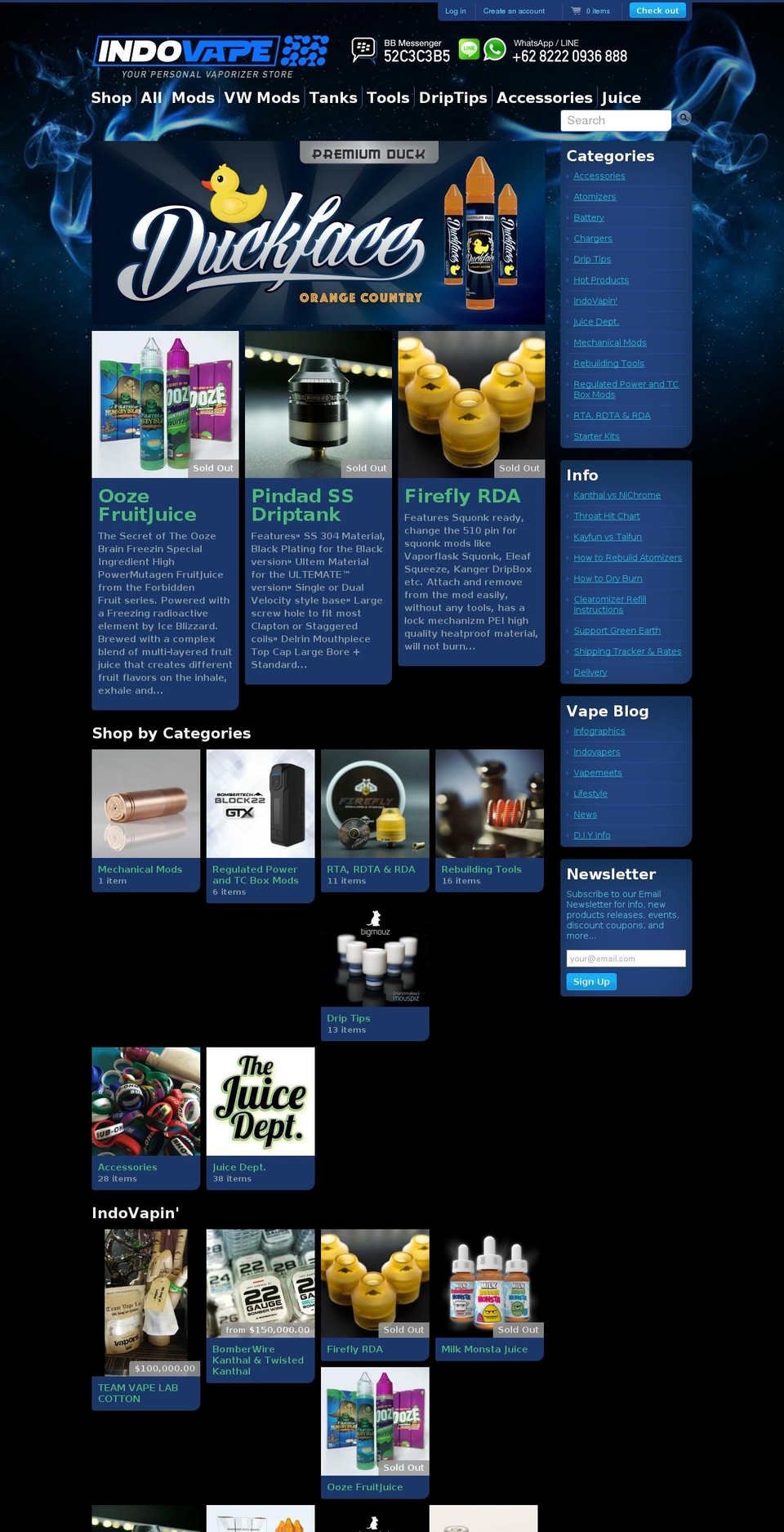indovape.com shopify website screenshot