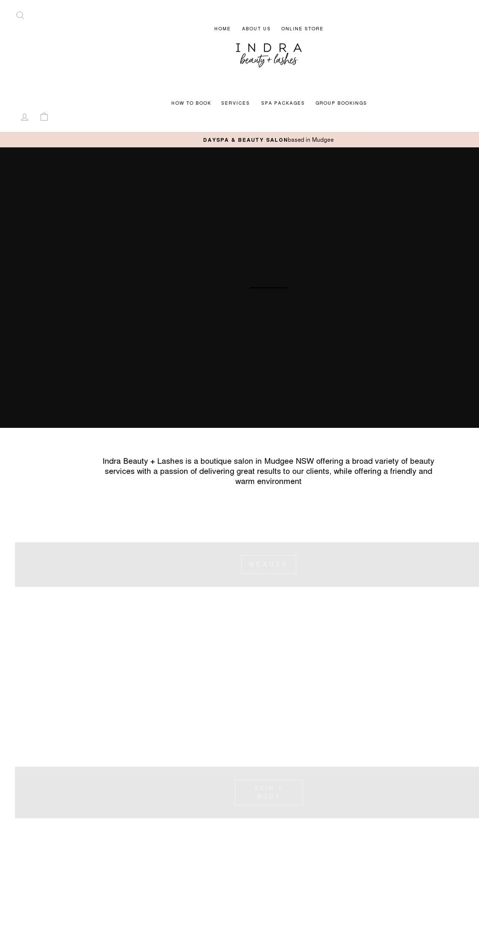 indrabeauty.com.au shopify website screenshot