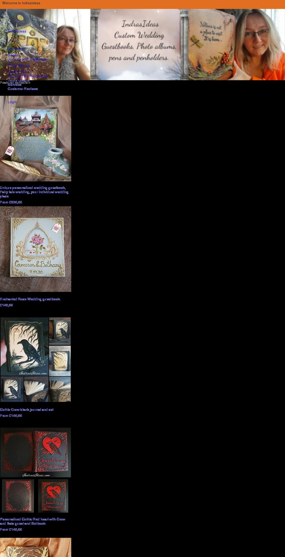 indrasideas.com shopify website screenshot