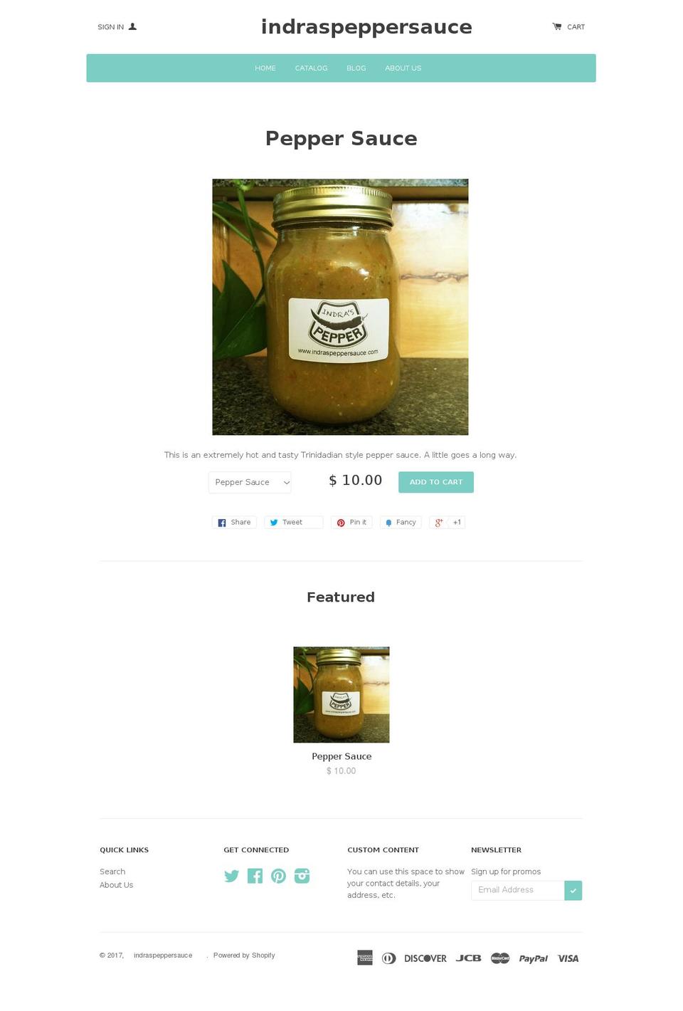 indraspeppersauce.com shopify website screenshot