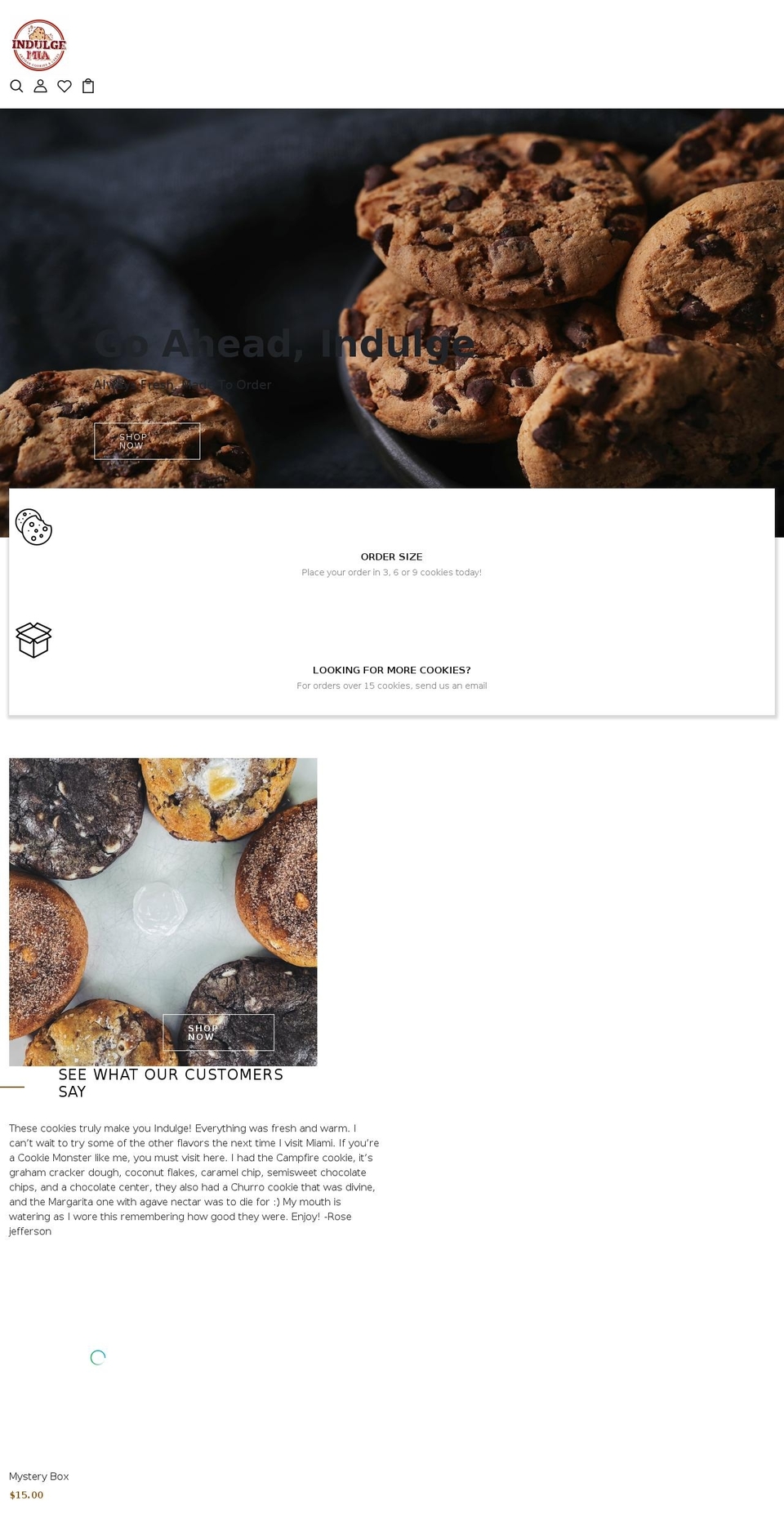 indulgemia.com shopify website screenshot