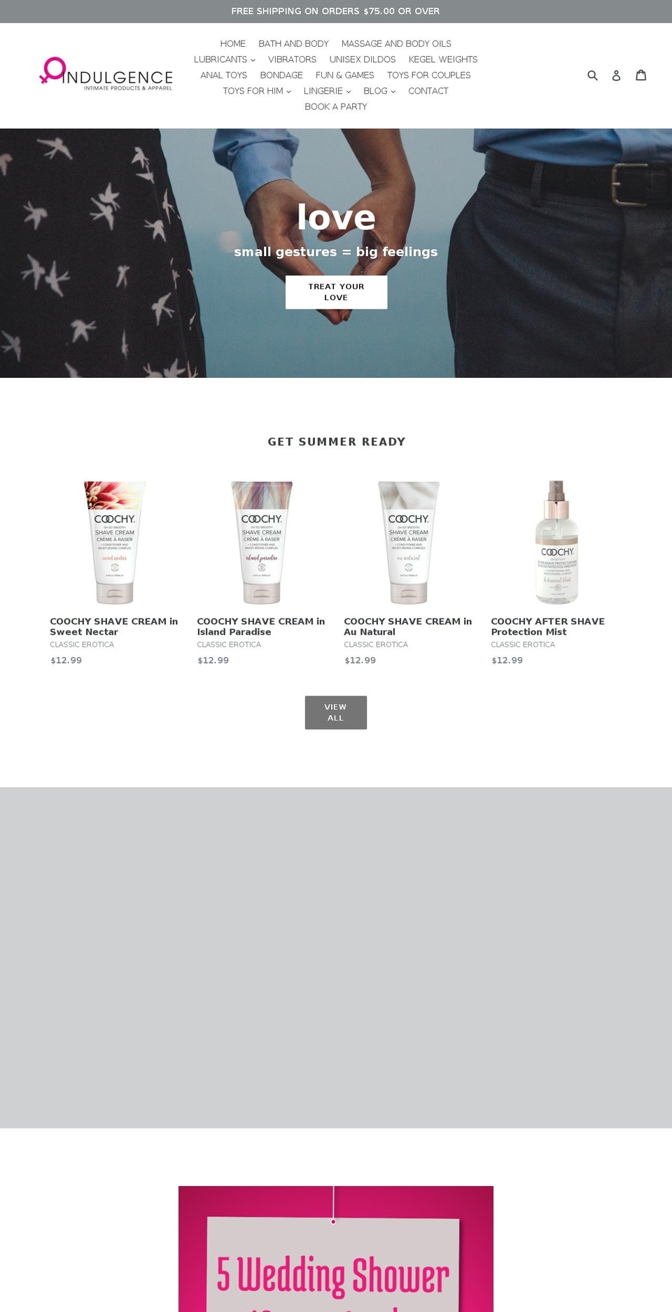 indulgencenaughtyshop.com shopify website screenshot