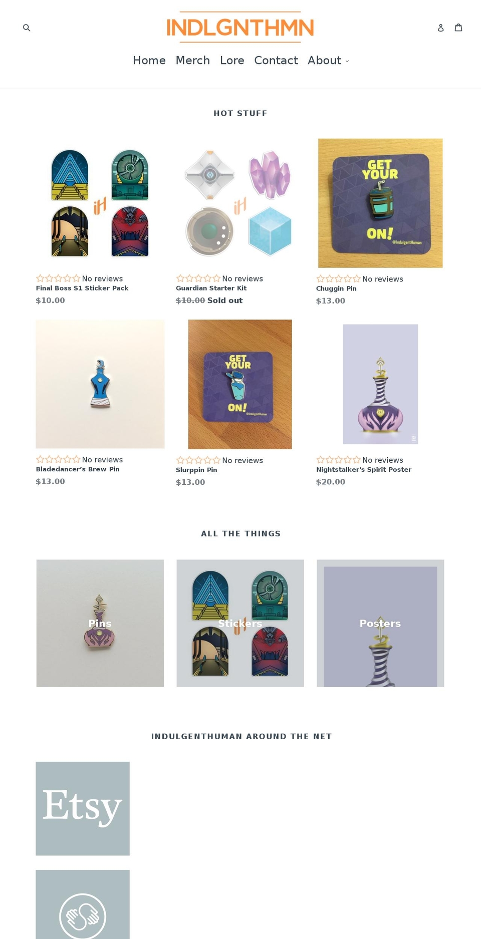 indulgenthuman.com — Shopify storefront screenshot
