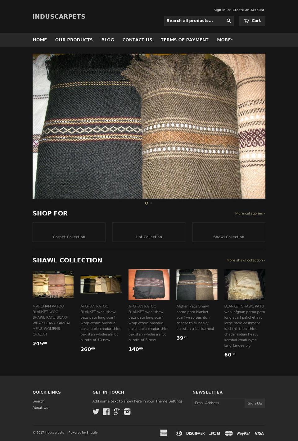 induscarpets.com shopify website screenshot