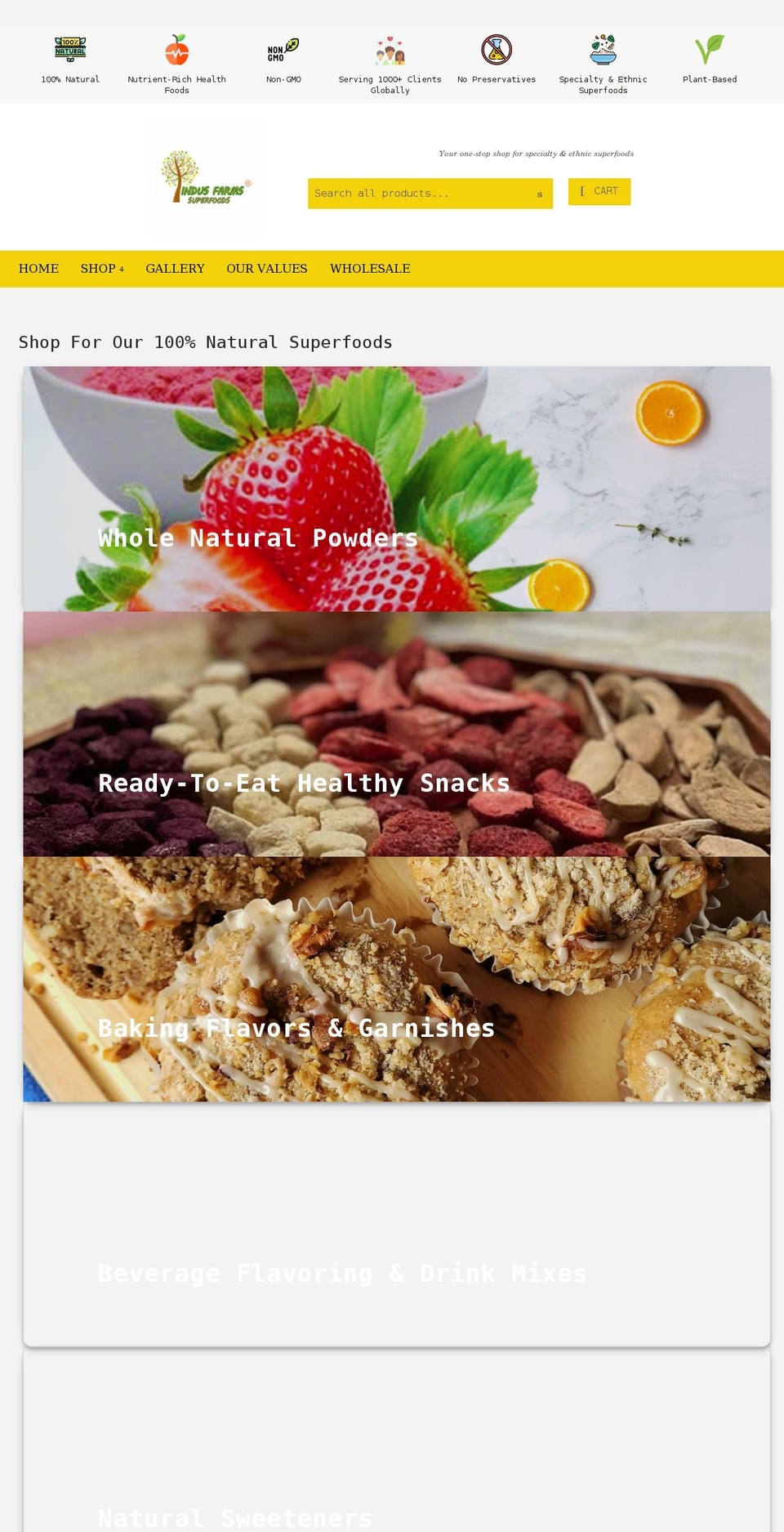 indusfarms.com shopify website screenshot
