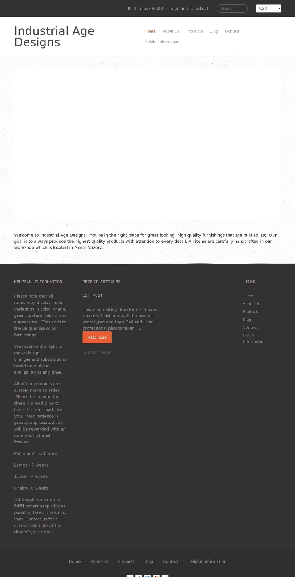 industrialagedesigns.com shopify website screenshot
