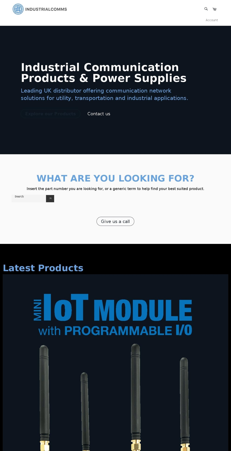 industrialcomms.com shopify website screenshot