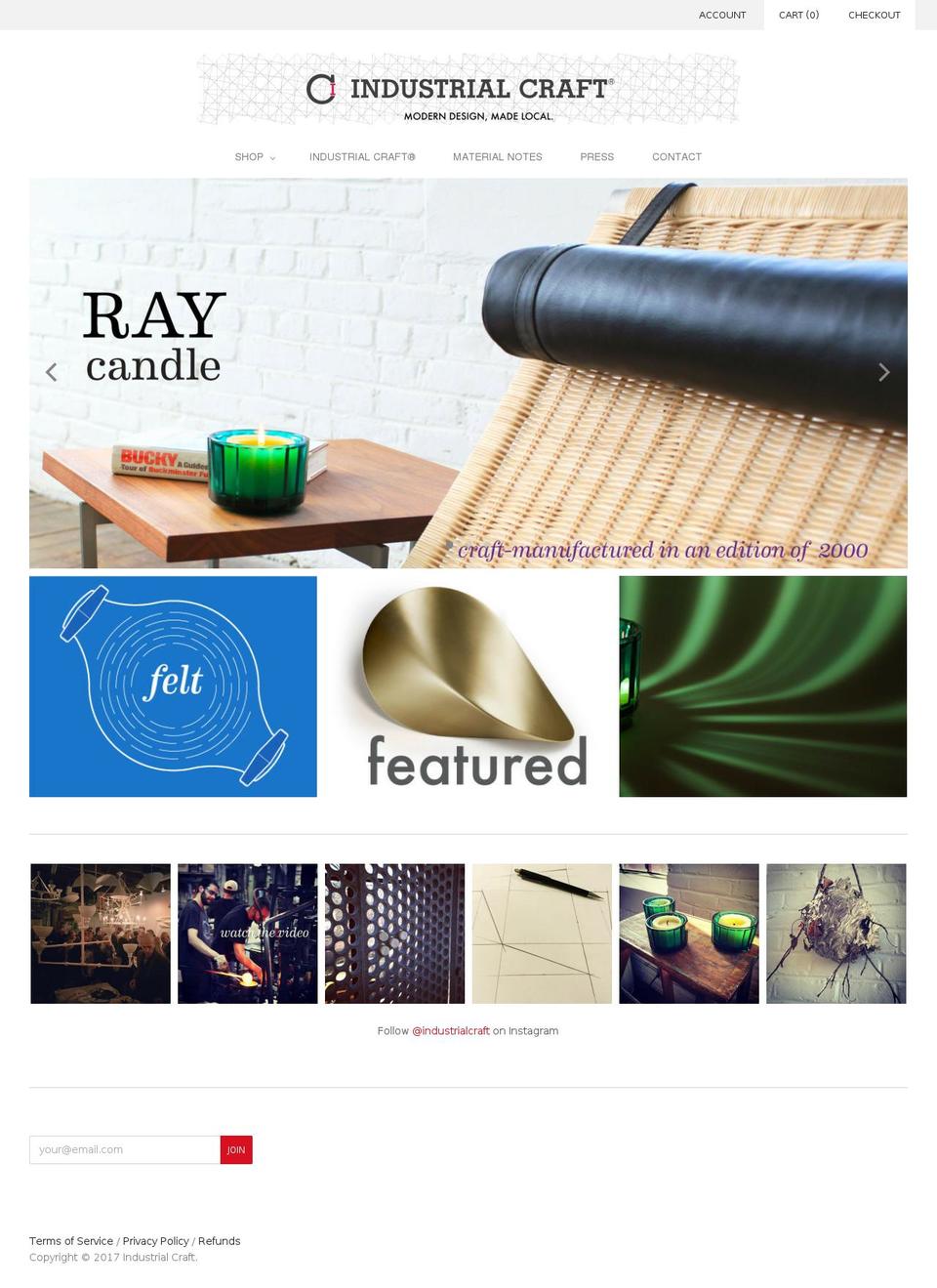 industrialcraftshop.com shopify website screenshot