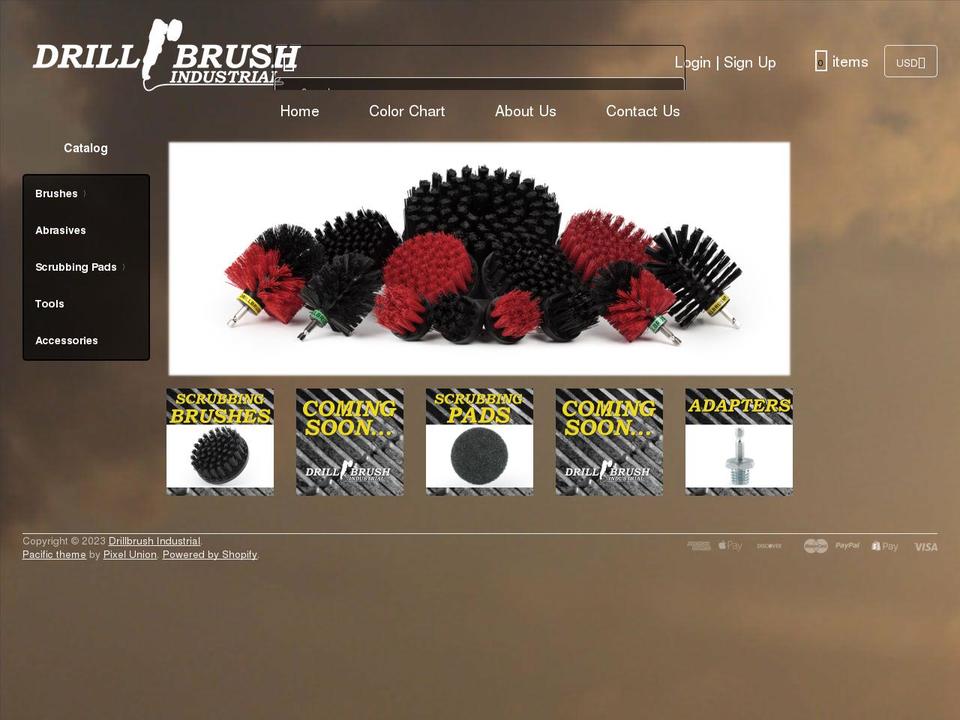 industrialdrillbrush.com — Shopify storefront screenshot