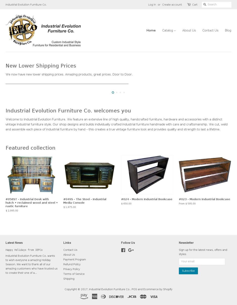 industrialfurnitureco.com shopify website screenshot