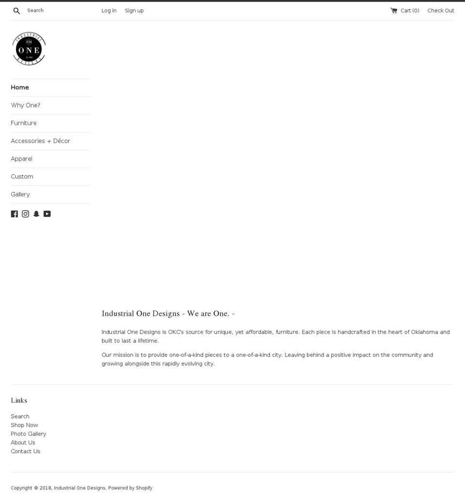 industrialonedesigns.com — Shopify storefront screenshot