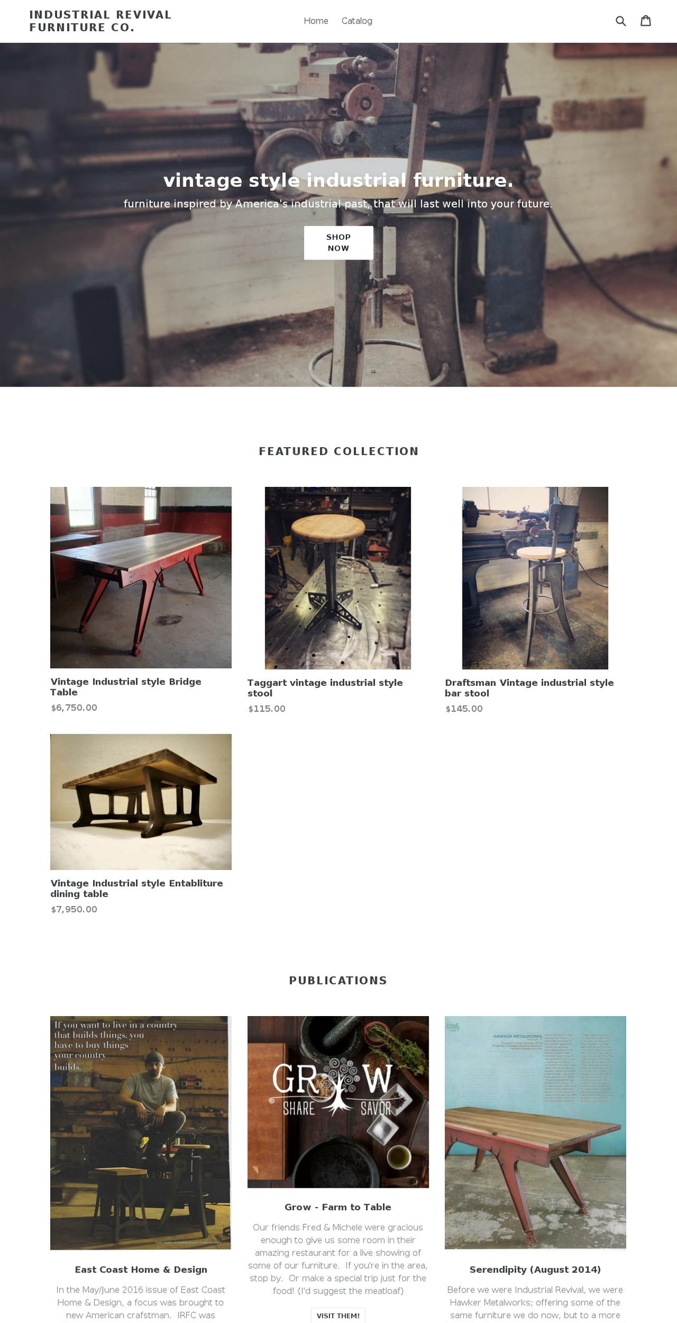 industrialrevivalfurniture.com — Shopify storefront screenshot