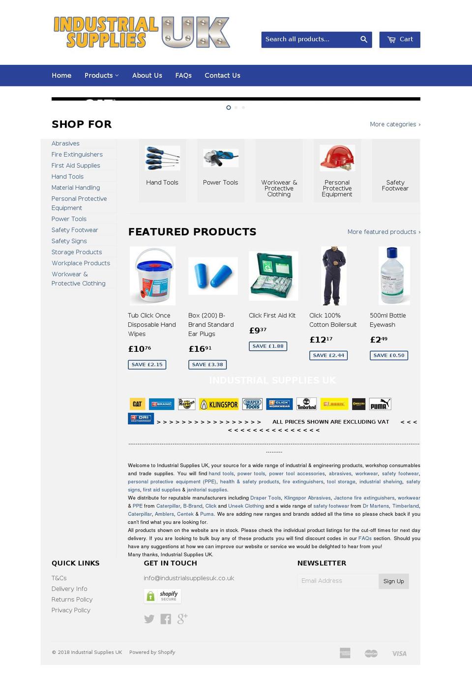 industrialsuppliesuk.co.uk shopify website screenshot