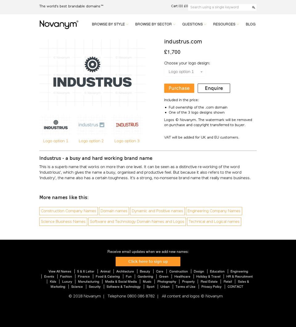 industrus.com shopify website screenshot