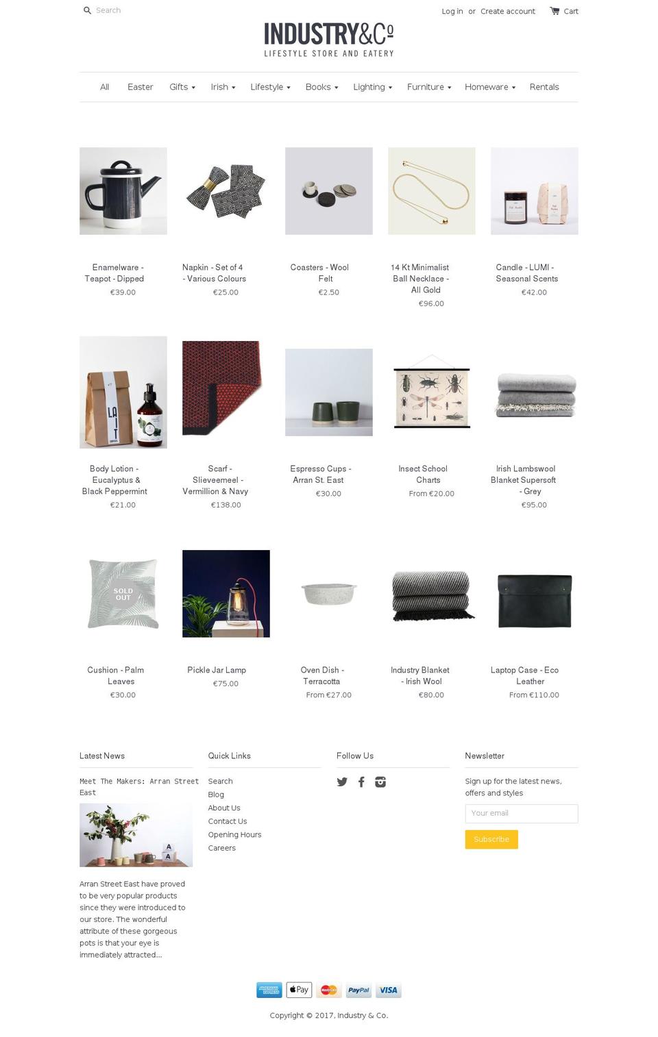 industryandco.com shopify website screenshot