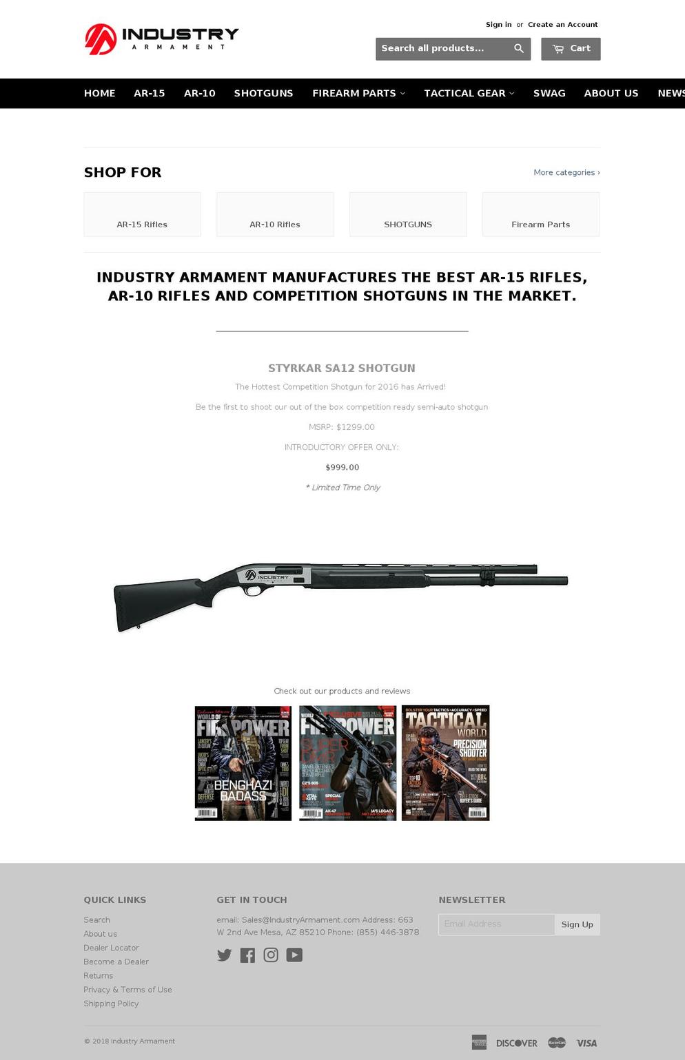 industryarms.com — Shopify storefront screenshot