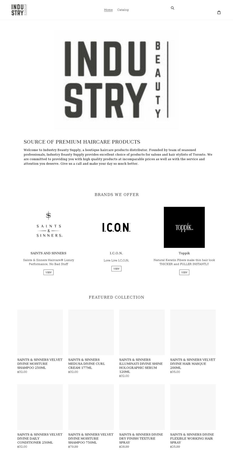 industrybeautysupply.com shopify website screenshot