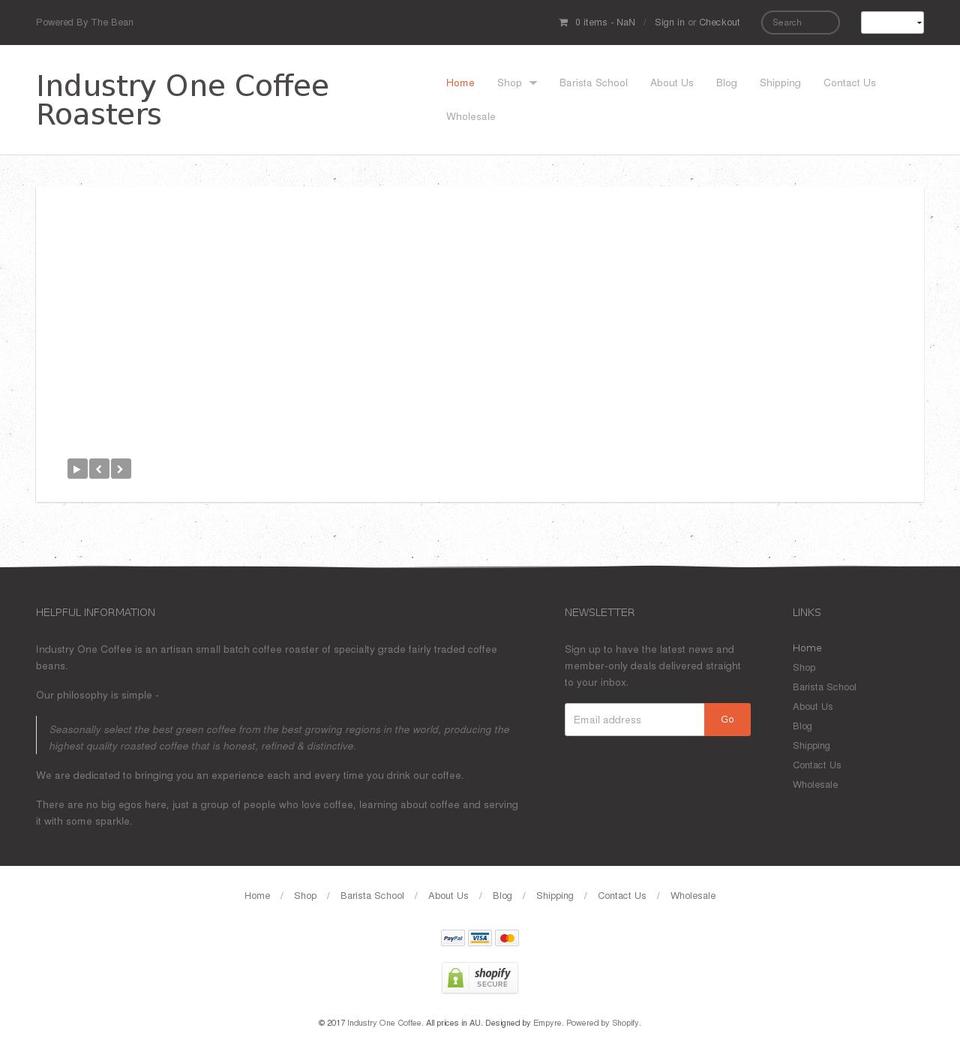 industryonecoffee.com.au shopify website screenshot